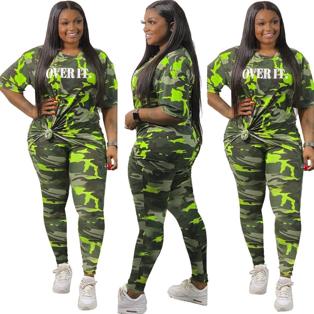 Color matching leisure two piece set