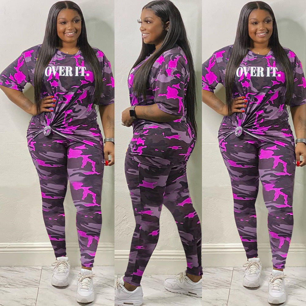 Color matching leisure two piece set